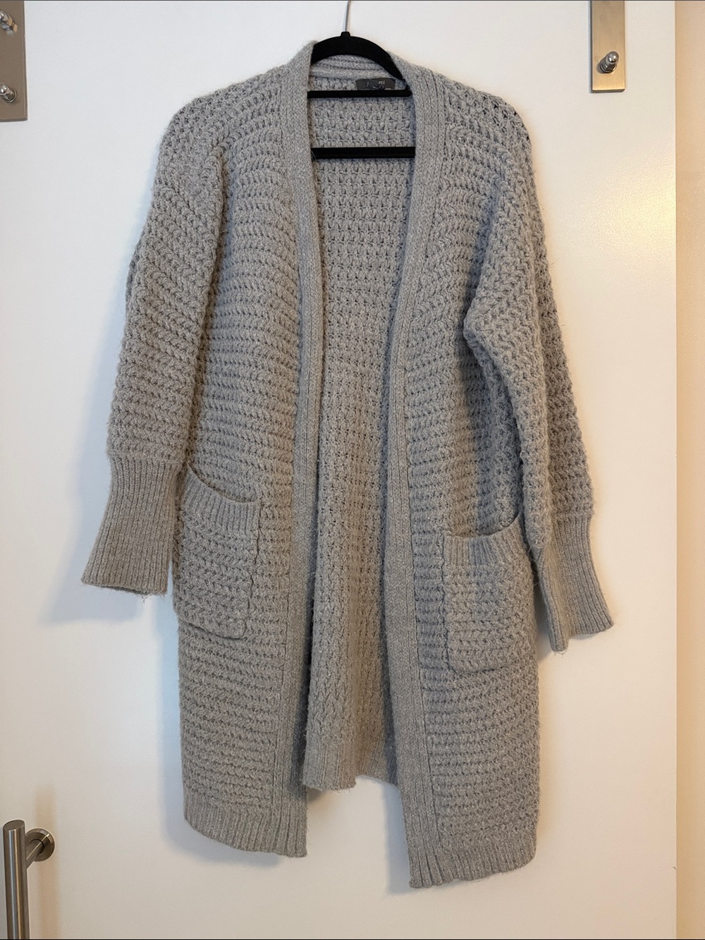 Long Grey Woven Cardigan